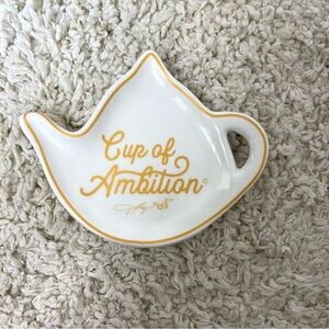 Dolly Parton Cup of Ambition White and Gold Tea Bag Holder